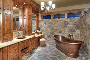 Wood Cabinets in Bathroom