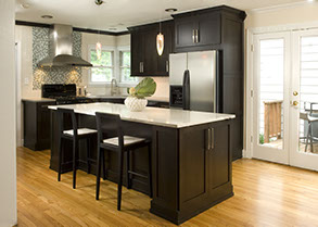 Modern Kitchen with Dark Wood cabinets